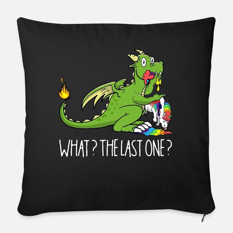 Wie das letzte Einhorn T-rex isst Einhorn Dino - Sofakissenbezug 45 x 45 cm - Schwarz