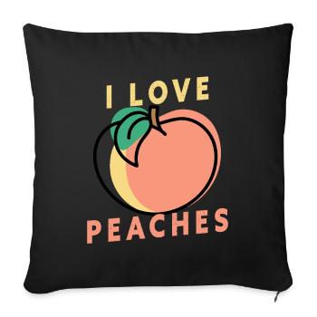 I Love Peaches Fruit Vegetarian Vegan - Housse de coussin décorative 45 x 45 cm - noir - Devant
