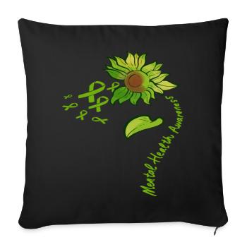Sunflower Mental Health Awareness Dépression - Housse de coussin décorative 45 x 45 cm - noir - Devant