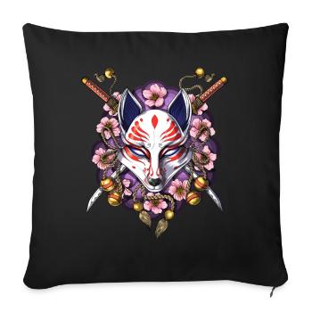 Kitsune Japanese Fox Mask - Sofa pillowcase 17,3'' x 17,3'' (45 x 45 cm) - black - Front