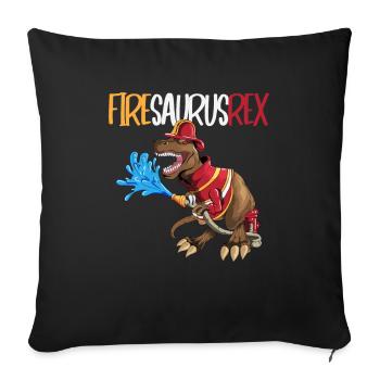 Tyrannosaurus Rex Pompier volontaire Homme Femme - Housse de coussin décorative 45 x 45 cm - noir - Devant