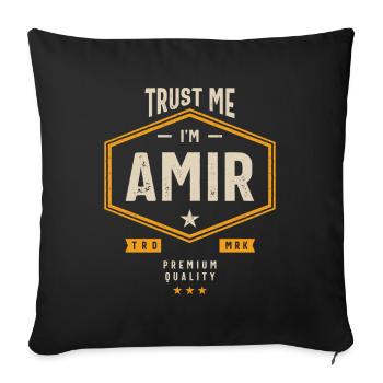 Amir Nom personnalisé Cadeau d’anniversaire - Housse de coussin décorative 45 x 45 cm - noir - Devant
