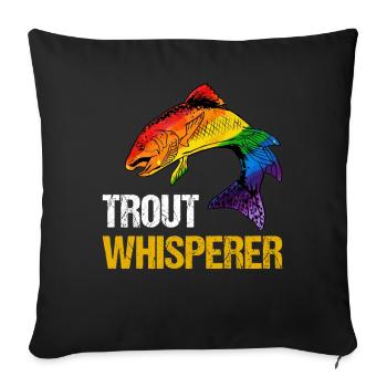 Truite Chuchoteur Truite Pêche Pêcheur Truite - Housse de coussin décorative 45 x 45 cm - noir - Devant