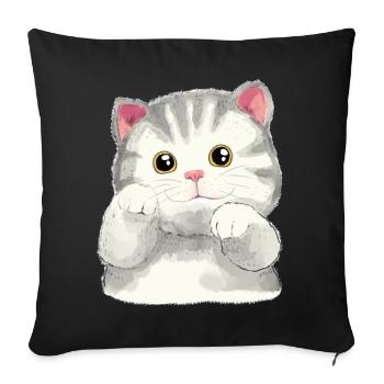 Chats Enfants Animaux Mignon Chat Bébé Miaoul - Housse de coussin décorative 45 x 45 cm - noir - Devant