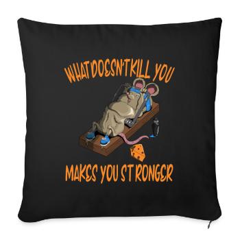 Drôle d’entraînement de souris Piège à souris Fitness Cheese - Housse de coussin décorative 45 x 45 cm - noir - Devant