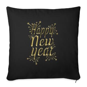 Célébration Stars Happy Hello 2022 Bonne année - Housse de coussin décorative 45 x 45 cm - noir - Devant