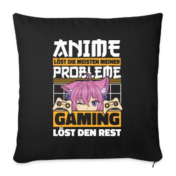 Anime Gamer Zocker Weeb Kawaii Anime Girl Otaku - Sofakissenbezug 45 x 45 cm - Schwarz - Vorne