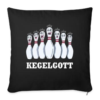 Bowling Bowlingkegel Kegelgott Spruch Kegelclub - Sofakissenbezug 45 x 45 cm - Schwarz - Vorne