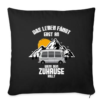 Caravane Camping Camping Amis Camping Fans - Housse de coussin décorative 45 x 45 cm - noir - Devant