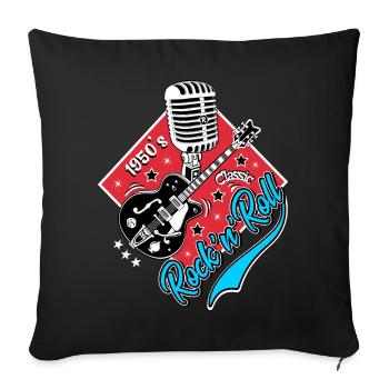 Rockabilly Guitar Rock and roll Music Rocker - Sofa pillowcase 17,3'' x 17,3'' (45 x 45 cm) - black - Front