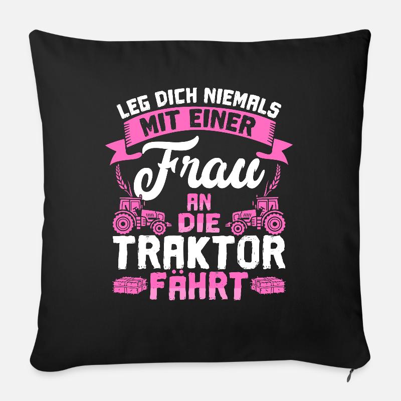 Frau Traktor Fahren Geschenk Trecker Bauernhof - Sofakissenbezug 45 x 45 cm - Schwarz