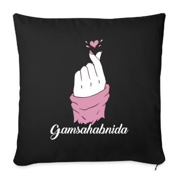 Gamsahabnida Coeur coréen K Pop Heart Finger - Housse de coussin décorative 45 x 45 cm - noir - Devant