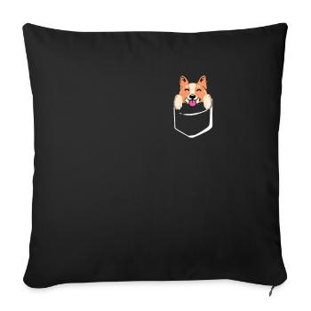 Cute Kawaii Dog Puppy In Pocket Animal Corgi - Sofa pillowcase 17,3'' x 17,3'' (45 x 45 cm) - black - Front