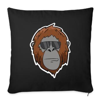 Orang-outan - tête avec lunettes de soleil - Housse de coussin décorative 45 x 45 cm - noir - Devant