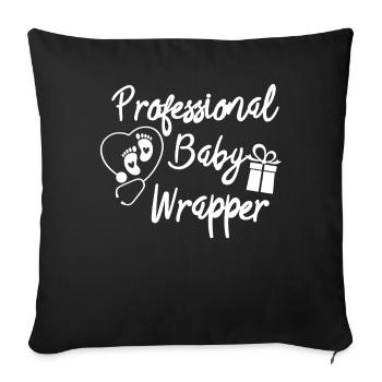 Professional Baby Wrapper Empreintes de bébé - Housse de coussin décorative 45 x 45 cm - noir - Devant