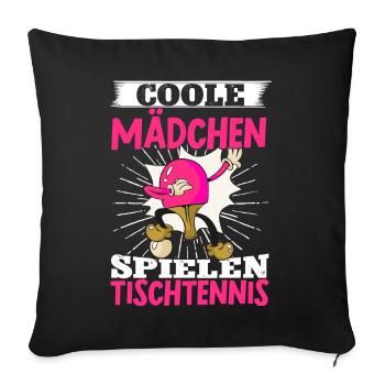 Coole Mädchen Spielen Tischtennis Geschenk - Sofakissenbezug 45 x 45 cm - Schwarz - Vorne