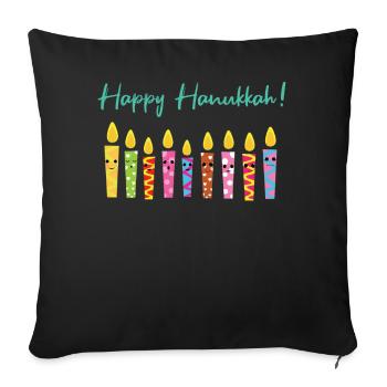 Cute Happy Hanukkah Candles Menorah Jewish - Sofakissenbezug 45 x 45 cm - Schwarz - Vorne