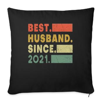 Meilleur mari 2021 Mariage Cœurs Saint-Valentin - Housse de coussin décorative 45 x 45 cm - noir - Devant