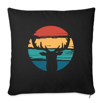 Hirschkopf Cerf Cerf Bois Chasseur de cerfs - Housse de coussin décorative 45 x 45 cm - noir - Devant