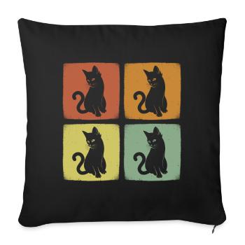 Chat rétro Drôle Animal Vintage Pet - Housse de coussin décorative 45 x 45 cm - noir - Devant