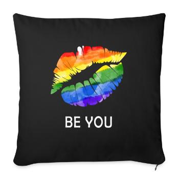Be you lgbt regebogen - Sofa pillowcase 17,3'' x 17,3'' (45 x 45 cm) - black - Front