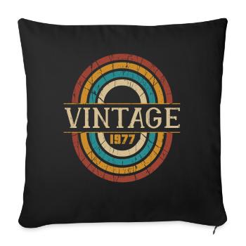 Old Retro Vintage Made 1977 Parts Birth Born - Sofa pillowcase 17,3'' x 17,3'' (45 x 45 cm) - black - Front