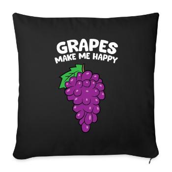 Weintraube - Grapes make me happy - Sofakissenbezug 45 x 45 cm - Schwarz - Vorne