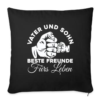 Papa und Sohn - Vater und Sohn - Sofakissenbezug 45 x 45 cm - Schwarz - Vorne