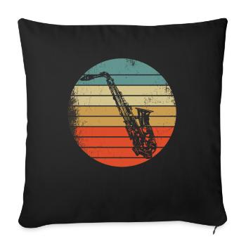 Musique de saxophone bande de saxophone rétro musiciens - Housse de coussin décorative 45 x 45 cm - noir - Devant