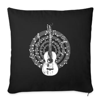 Retro Akustische Gitarre Musiknoten Gitarrist - Sofakissenbezug 45 x 45 cm - Schwarz - Vorne