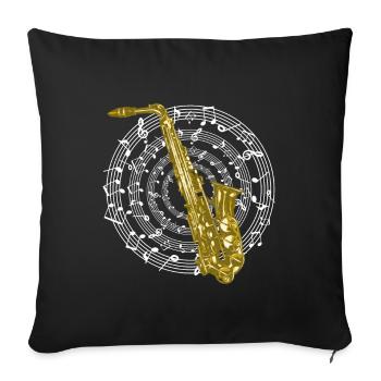 Saxophon Musik Design Noten Saxophonist Instrument - Sofakissenbezug 45 x 45 cm - Schwarz - Vorne