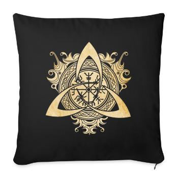 Triquetra Wikingerkompass Vegvisir Knoten Ornament - Sofakissenbezug 45 x 45 cm - Schwarz - Vorne