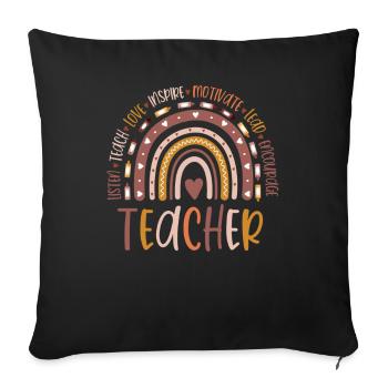 Teacher Melanin Rainbow - Sofa pillowcase 17,3'' x 17,3'' (45 x 45 cm) - black - Front