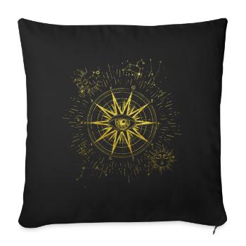 Œil spirituel Signe du zodiaque Soleil Lune Occulte - Housse de coussin décorative 45 x 45 cm - noir - Devant