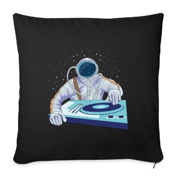 Astronaute DJ Musique Design Vinyle Dj Disco - Housse de coussin décorative 45 x 45 cm - noir - Devant