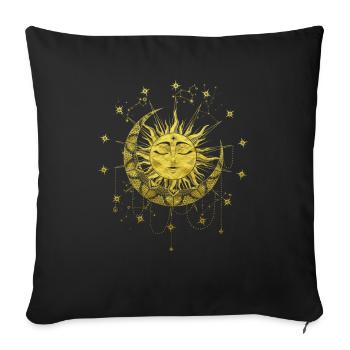Symbole d’or occulte du soleil magique spirituel - Housse de coussin décorative 45 x 45 cm - noir - Devant