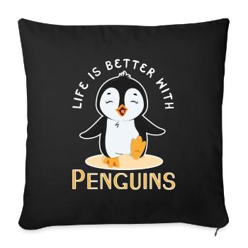 Life Better With Penguins Cute Snow Cool Penguin - Sofa pillowcase 17,3'' x 17,3'' (45 x 45 cm) - black - Front