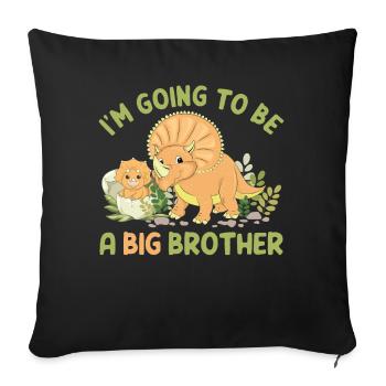 Triceratops Dino « Je vais être un grand frère » - Housse de coussin décorative 45 x 45 cm - noir - Devant