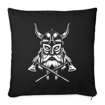 Wikinger Krieger mit Äxten und Hörner Helm - Sofakissenbezug 45 x 45 cm - Schwarz - Vorne
