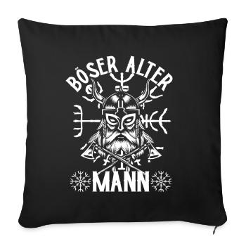 Wikinger Böser alter Mann Spruch mit Runenkompass - Sofakissenbezug 45 x 45 cm - Schwarz - Vorne