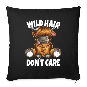 Schottische Hochlandkuh Kühe Wild Hair don't Care - Sofakissenbezug 45 x 45 cm - Schwarz - Vorne