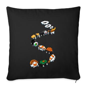 Japanese Cuisine Sushi Train Sushi Fan fun Shirt - Sofa pillowcase 17,3'' x 17,3'' (45 x 45 cm) - black - Front