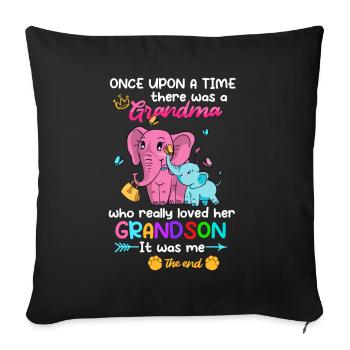 La grand-mère éléphant aime son petit-fils - Housse de coussin décorative 45 x 45 cm - noir - Devant