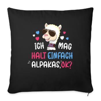 Ich liebe Alpakas Lama Liebhaber Alpakabesitzer - Sofakissenbezug 45 x 45 cm - Schwarz - Vorne