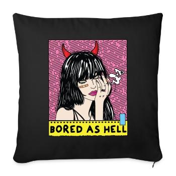 POP-ART Bored As Hell ARTWORK, Devil Frau 80er - Sofakissenbezug 45 x 45 cm - Schwarz - Vorne