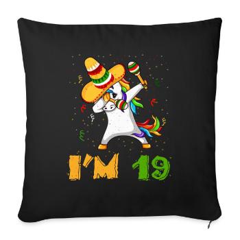 19 ans Dab Unicorn Mexicain Cinco De Mayo - Housse de coussin décorative 45 x 45 cm - noir - Devant