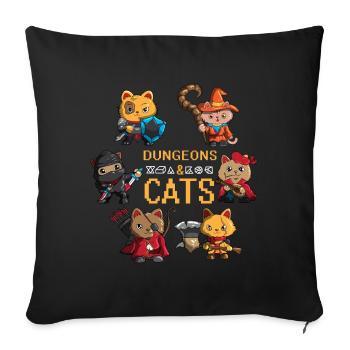 RPG Fans Donjons et Chats JEU DE RÔLE Chat - Housse de coussin décorative 45 x 45 cm - noir - Devant