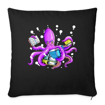 Octopus de lecture à 8 bras pour de nombreux fans de lecteurs - Housse de coussin décorative 45 x 45 cm - noir - Devant