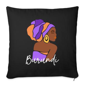 Burundi African Woman - Sofa pillowcase 17,3'' x 17,3'' (45 x 45 cm) - black - Front