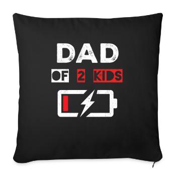 Batterie Papa De Deux Enfants Bonne Fête des Pères - Housse de coussin décorative 45 x 45 cm - noir - Devant